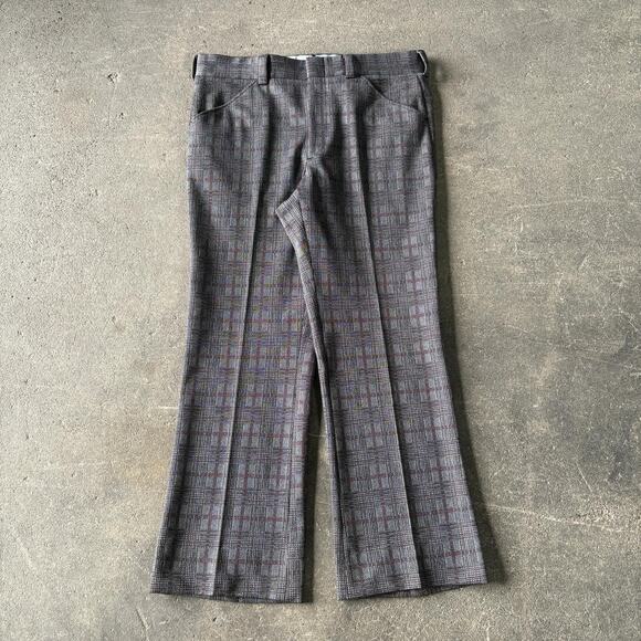 Vintage 70s Clipper Craft Plaid Suit Mens 42 Gray Red Blazer Jacket Pants 36x30 - Picture 4 of 8